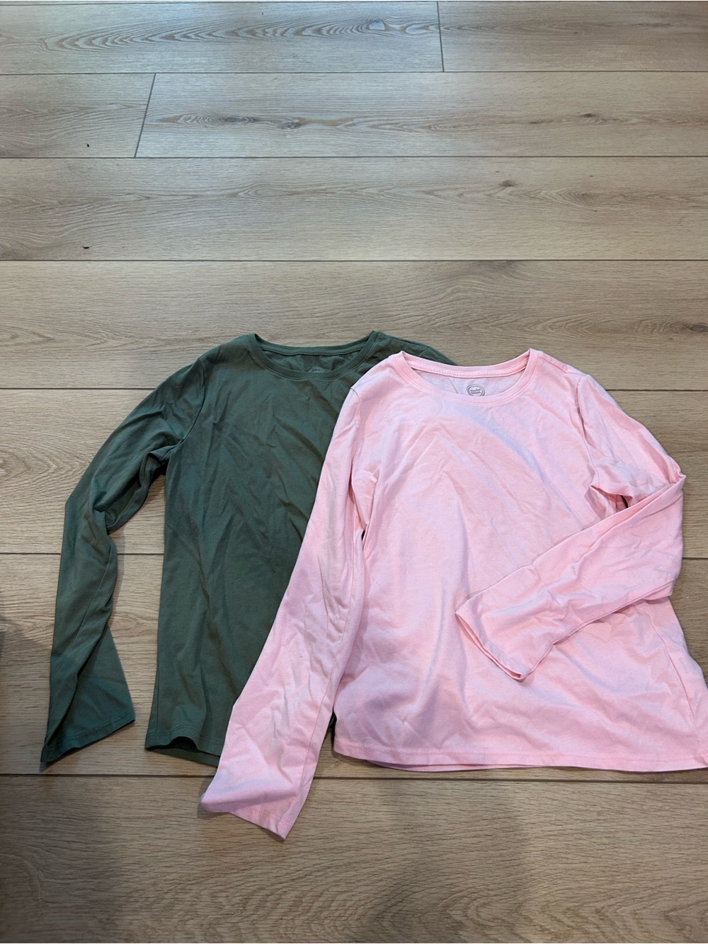 wonder nation Pink & Olive Long-Sleeve Crewneck Tops